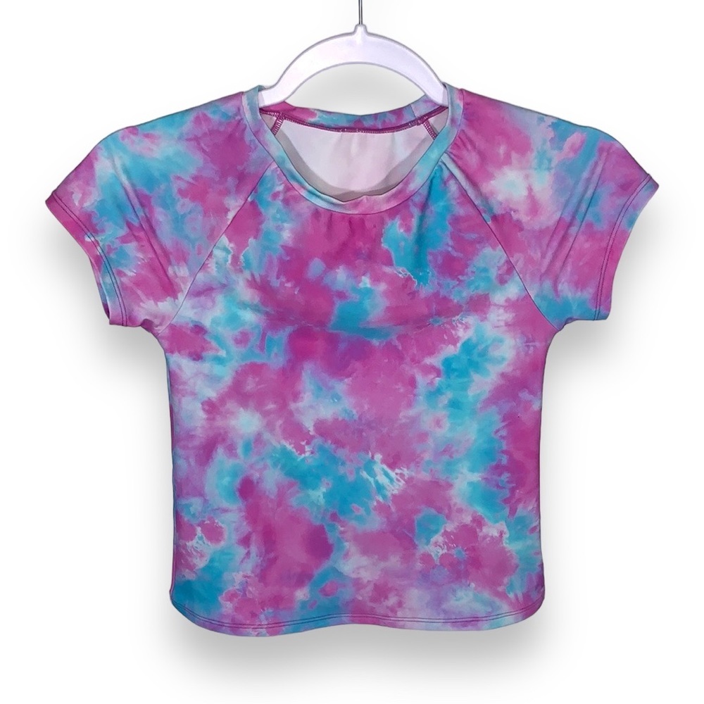 Heart And Harmony Pink and Blue Tie Dye Swim Shirt and Bottoms Size Girls 12